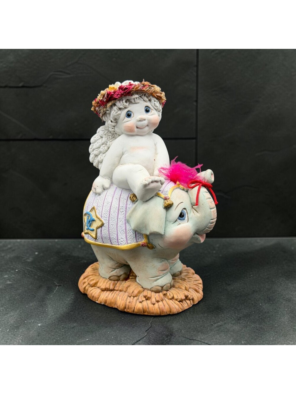 Vtg. CHIPPED Dreamsicles Collecting Memories Angel Riding Elephant Figurine